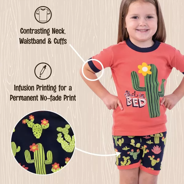 Lazy One ShortSleeved Summer Pajama Set for Girls and Boys Kid Pajama SetStuck in Bed