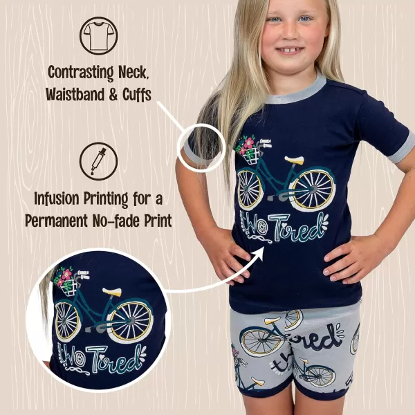 Lazy One ShortSleeved Summer Pajama Set for Girls and Boys Kid Pajama SetTwo Tired