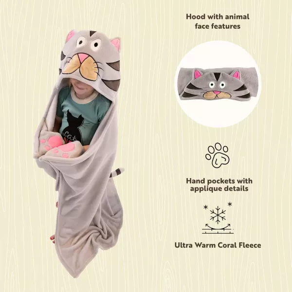 Lazy One Wearable Hooded Blanket for Kids Animal Hooded Blanket LionCat Hooded Blanket