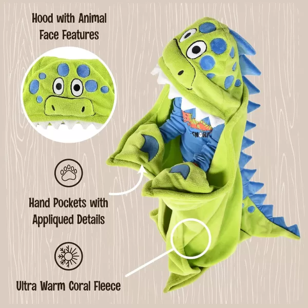 Lazy One Wearable Hooded Blanket for Kids Animal Hooded Blanket LionDinosnore Hooded Blanket