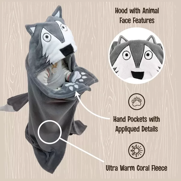 Lazy One Wearable Hooded Blanket for Kids Animal Hooded Blanket LionHowl of a Night Wolf Hooded Blanket