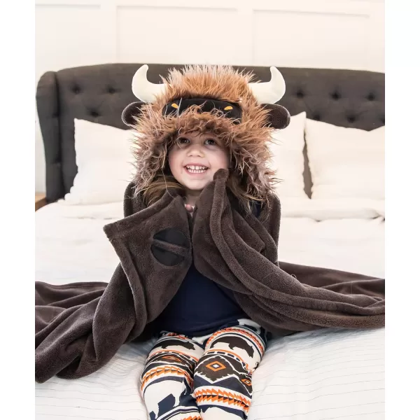 Lazy One Wearable Hooded Blanket for Kids Animal Hooded Blanket LionIm Buff Buffalo Hooded Blanket