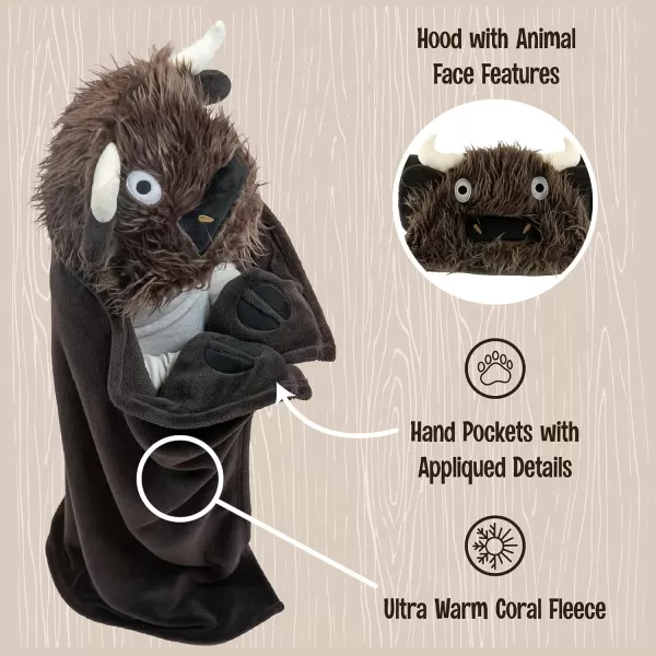 Lazy One Wearable Hooded Blanket for Kids Animal Hooded Blanket LionIm Buff Buffalo Hooded Blanket