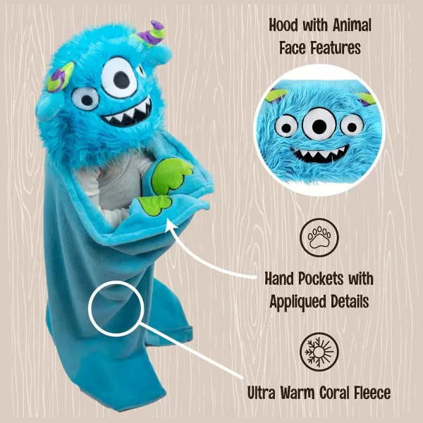 Lazy One Wearable Hooded Blanket for Kids Animal Hooded Blanket LionMonster in the Morning Hooded Blanket