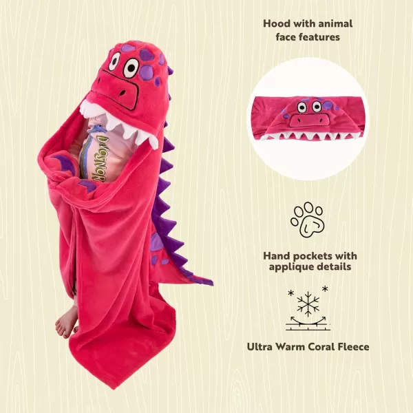 Lazy One Wearable Hooded Blanket for Kids Animal Hooded Blanket LionPink Dino Hooded Blanket