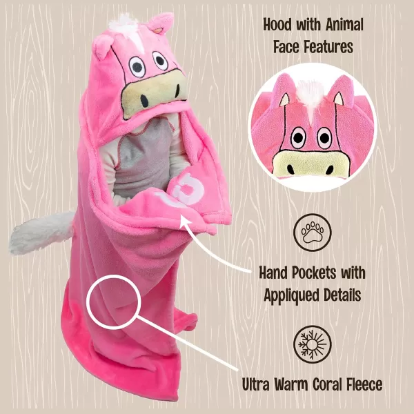 Lazy One Wearable Hooded Blanket for Kids Animal Hooded Blanket LionPink Horse Blanket Hooded Blanket