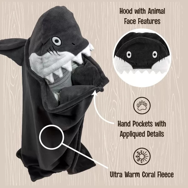 Lazy One Wearable Hooded Blanket for Kids Animal Hooded Blanket LionWide Awake Sharks Hooded Blanket