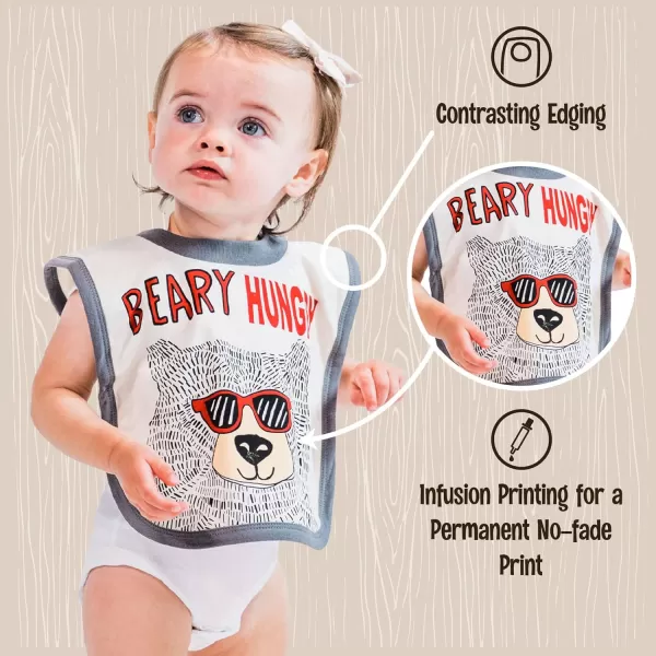 LazyOne AnimalPrint Baby Bibs Cute Baby Shower Gifts One SizeBeary Hungry Bibs