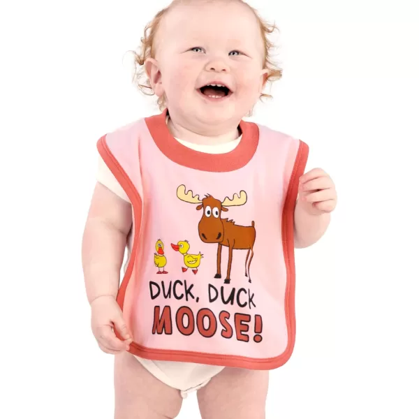 LazyOne AnimalPrint Baby Bibs Cute Baby Shower Gifts One SizeDuck Duck Moose Bib Pink