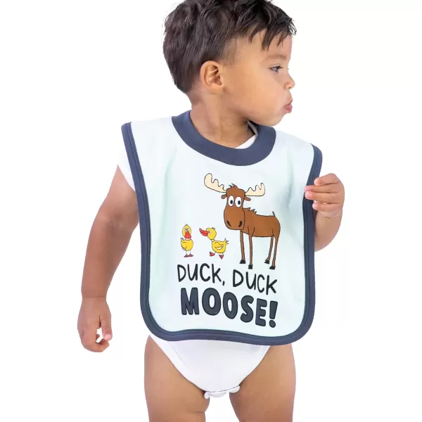 LazyOne AnimalPrint Baby Bibs Cute Baby Shower Gifts One SizeDuck Duck Moose Blue Bib
