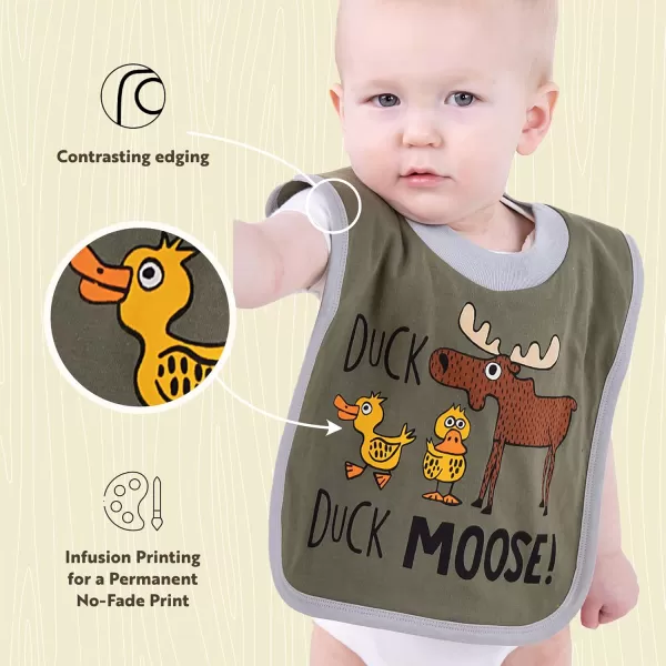 LazyOne AnimalPrint Baby Bibs Cute Baby Shower Gifts One SizeDuck Duck Moose Green Bib