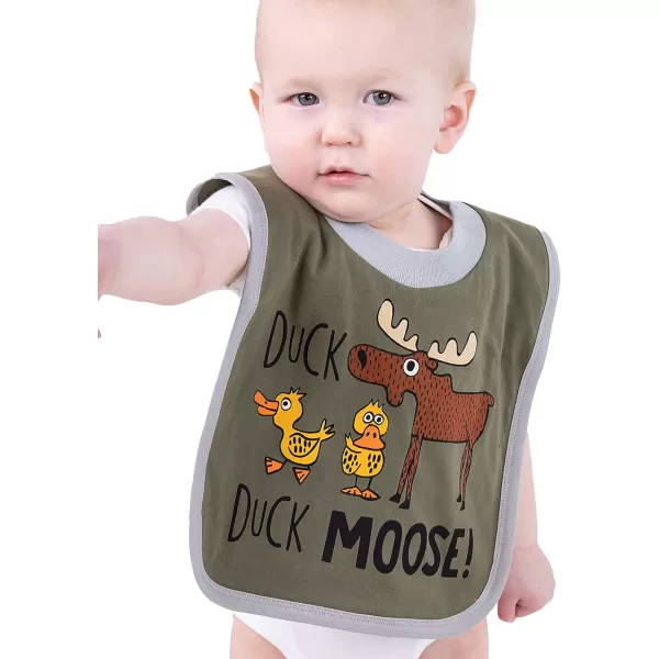 LazyOne AnimalPrint Baby Bibs Cute Baby Shower Gifts One SizeDuck Duck Moose Green Bib