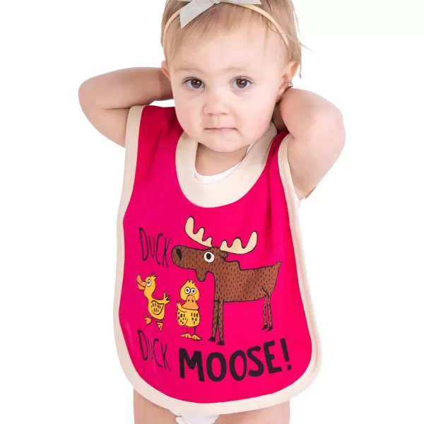 LazyOne AnimalPrint Baby Bibs Cute Baby Shower Gifts One SizeDuck Duck Moose Pink Bib