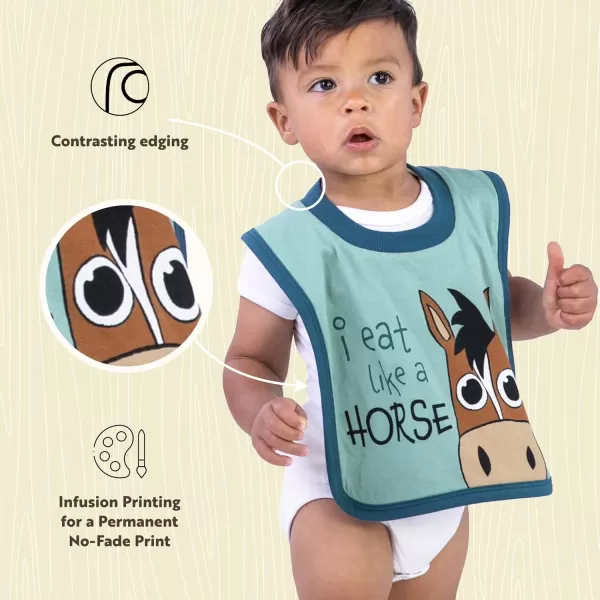 LazyOne AnimalPrint Baby Bibs Cute Baby Shower Gifts One SizeEat Like a Horse Blue Bib