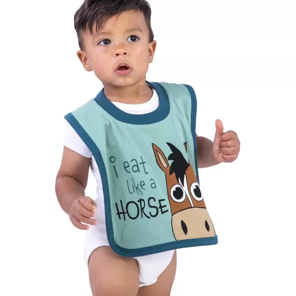 LazyOne AnimalPrint Baby Bibs Cute Baby Shower Gifts One SizeEat Like a Horse Blue Bib