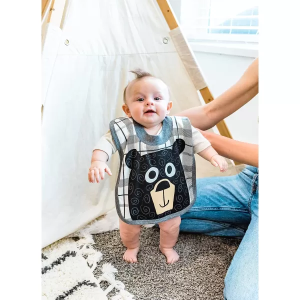 LazyOne AnimalPrint Baby Bibs Cute Baby Shower Gifts One SizeGrey Bear Hug Bibs