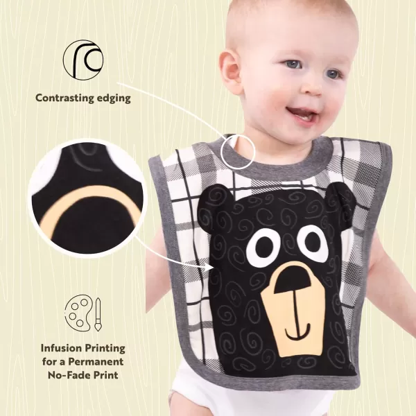 LazyOne AnimalPrint Baby Bibs Cute Baby Shower Gifts One SizeGrey Bear Hug Bibs