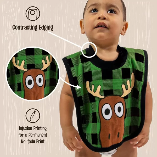 LazyOne AnimalPrint Baby Bibs Cute Baby Shower Gifts One SizeMoose Bibs