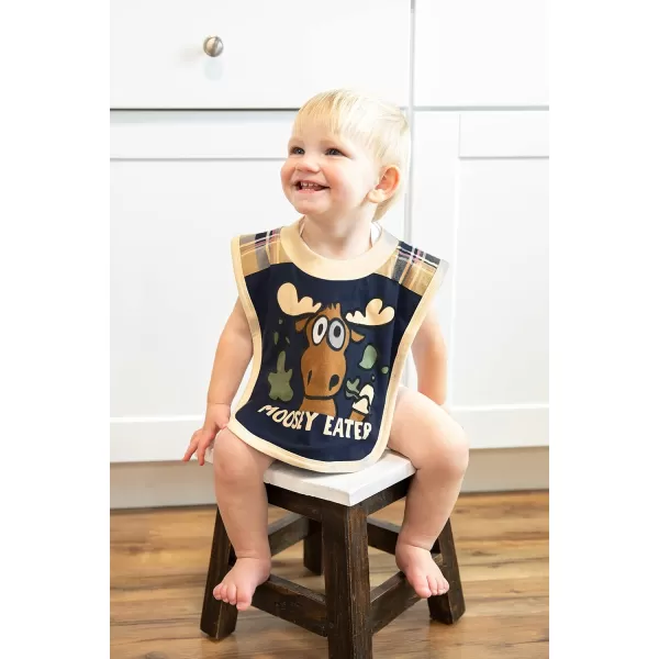 LazyOne AnimalPrint Baby Bibs Cute Baby Shower Gifts One SizeMoosey Eater Blue Bib