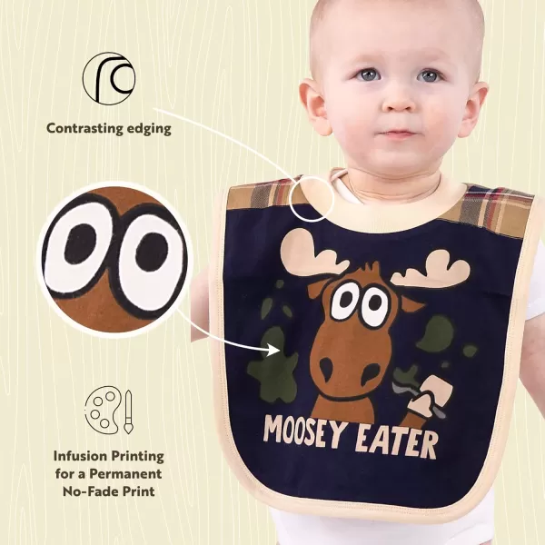 LazyOne AnimalPrint Baby Bibs Cute Baby Shower Gifts One SizeMoosey Eater Blue Bib
