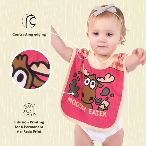 LazyOne AnimalPrint Baby Bibs Cute Baby Shower Gifts One SizeMoosey Eater Pink Bib