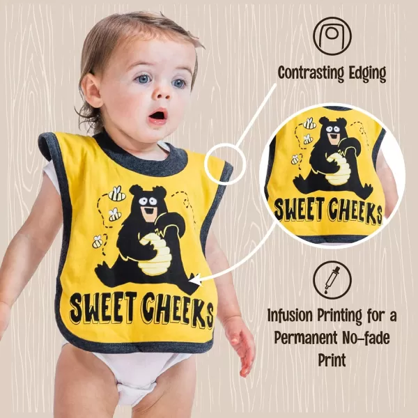 LazyOne AnimalPrint Baby Bibs Cute Baby Shower Gifts One SizeSweet Cheeks Bibs