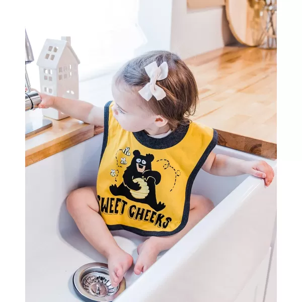 LazyOne AnimalPrint Baby Bibs Infant Bibs Cute Baby Shower Gifts One Size Pack of 2Hucklebeary and Sweet Cheeks Pack