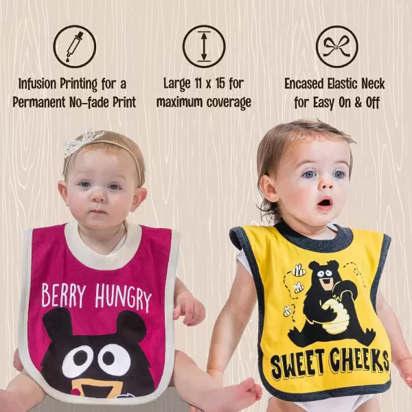 LazyOne AnimalPrint Baby Bibs Infant Bibs Cute Baby Shower Gifts One Size Pack of 2Hucklebeary and Sweet Cheeks Pack