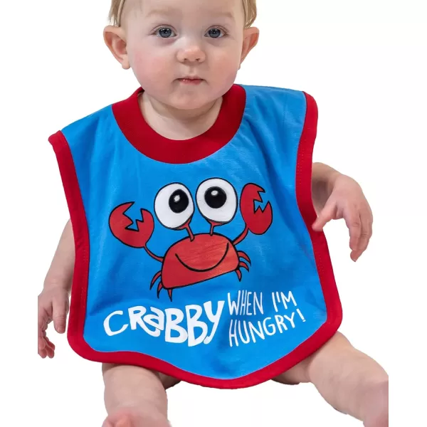 LazyOne AnimalPrint Baby Bibs Infant Bibs Cute Baby Shower Gifts One Size Pack of 2Lobster and Crab Pack