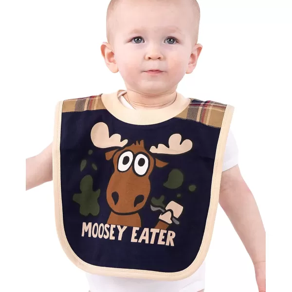 LazyOne AnimalPrint Baby Bibs Infant Bibs Cute Baby Shower Gifts One Size Pack of 2Moosey Eater and Duck Duck Moose Boy