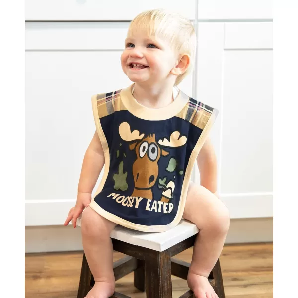 LazyOne AnimalPrint Baby Bibs Infant Bibs Cute Baby Shower Gifts One Size Pack of 2Moosey Eater and Duck Duck Moose Boy