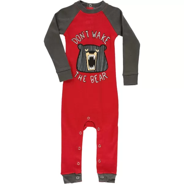 LazyOne OnePiece Pajamas Baby Bodysuit LongSleeve Baby Bodysuits 618 MonthsDont Wake the Bear Babies Unionsuit