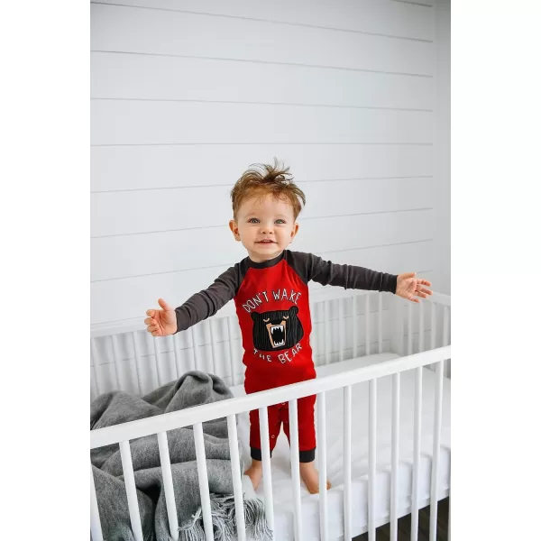 LazyOne OnePiece Pajamas Baby Bodysuit LongSleeve Baby Bodysuits 618 MonthsDont Wake the Bear Babies Unionsuit