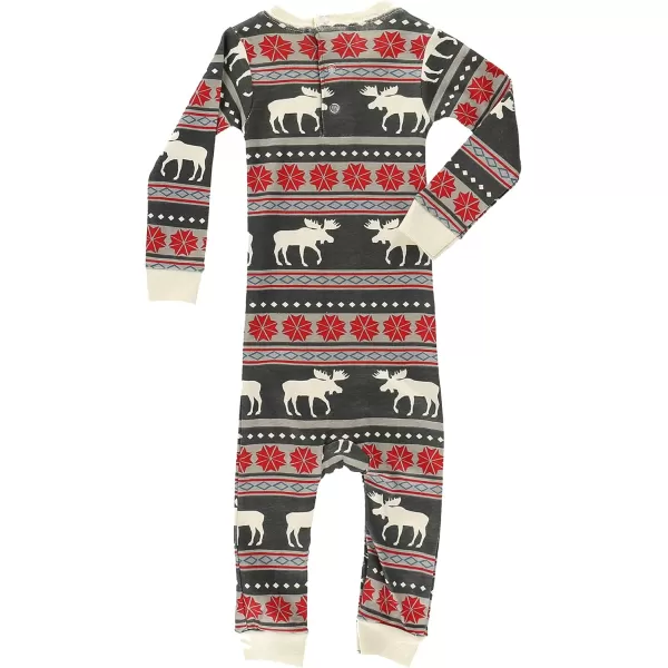 LazyOne OnePiece Pajamas Baby Bodysuit LongSleeve Baby Bodysuits 618 MonthsMoose Fair Isle Pajama