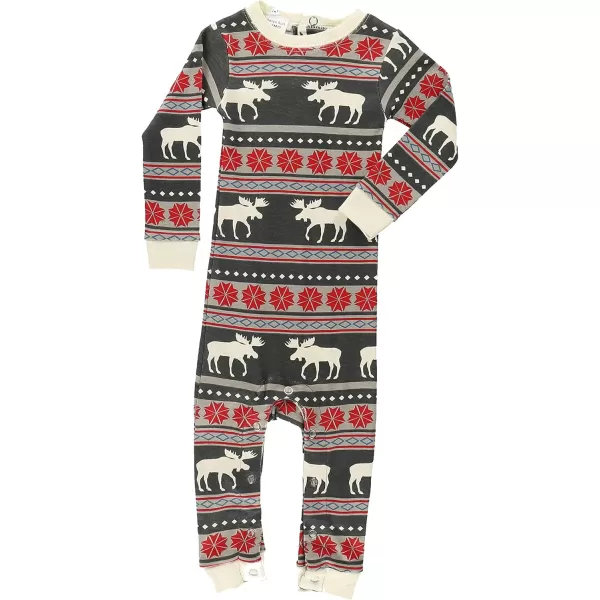LazyOne OnePiece Pajamas Baby Bodysuit LongSleeve Baby Bodysuits 618 MonthsMoose Fair Isle Pajama