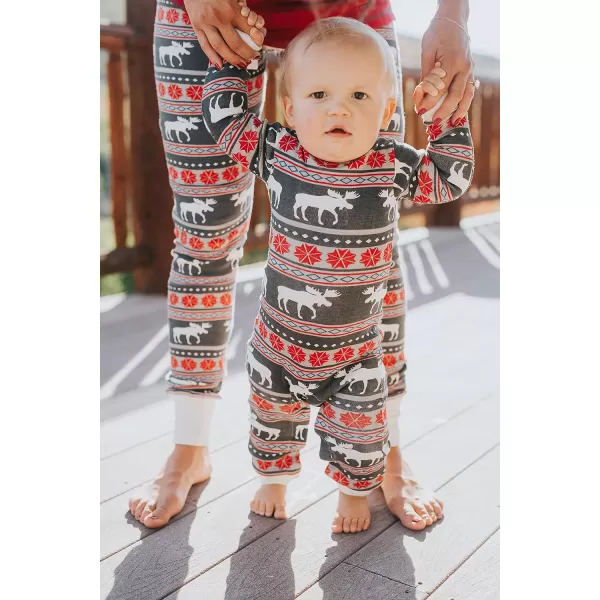 LazyOne OnePiece Pajamas Baby Bodysuit LongSleeve Baby Bodysuits 618 MonthsMoose Fair Isle Pajama