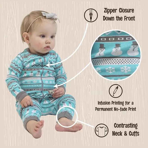 LazyOne OnePiece Pajamas Baby Bodysuit LongSleeve Baby Bodysuits 618 MonthsNordic Snowman Babies Unionsuit