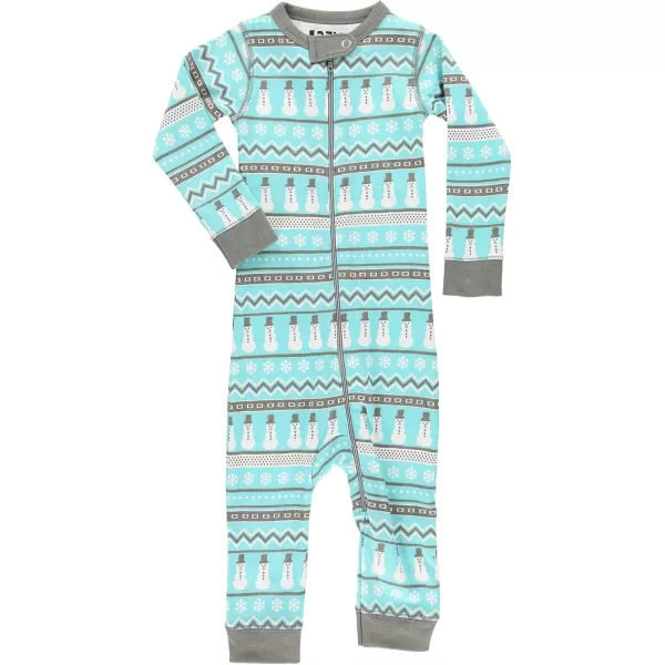 LazyOne OnePiece Pajamas Baby Bodysuit LongSleeve Baby Bodysuits 618 MonthsNordic Snowman Babies Unionsuit