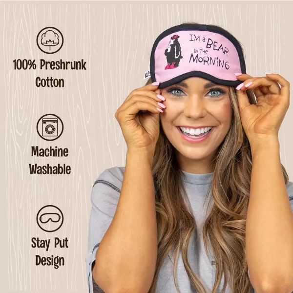 LazyOne Womens Cotton Face Mask for Sleep Washable Sleeping Mask for Adults Coffee Bear in The Morning