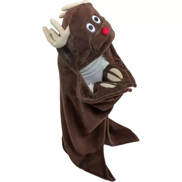 Lazy One Animal Blanket Hoodie for Kids Hooded Blanket Wearable Kids Blanket Soft Cozy Fleece Hoodie Reindeer Blanket