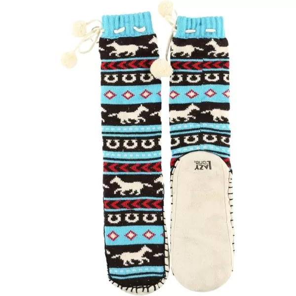 Lazy One Knitted Slipper Socks for Women Cute Womens Clothing Warm CozyHorse Fair Isle Knitted Slipper Socks