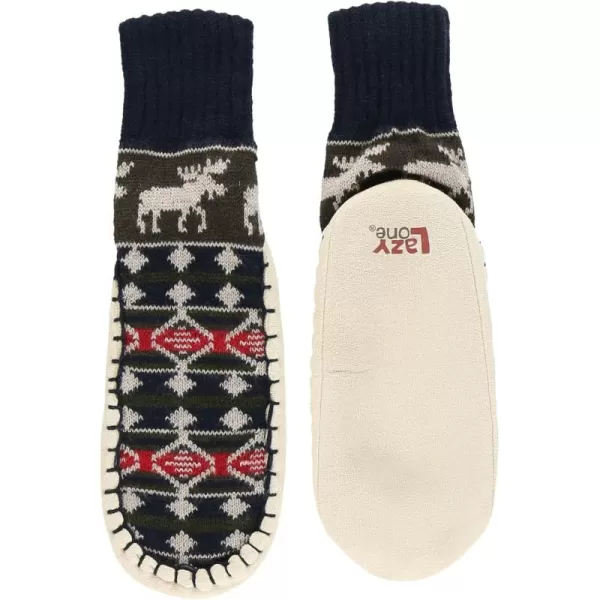 Lazy One Knitted Slippers Cozy Slipper Socks for Women and MenDiamond Fair Isle Knitted Slipper Socks