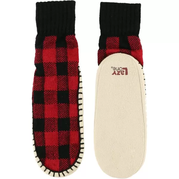 Lazy One Knitted Slippers Cozy Slipper Socks for Women and MenMoose Plaid Knitted Slipper Socks
