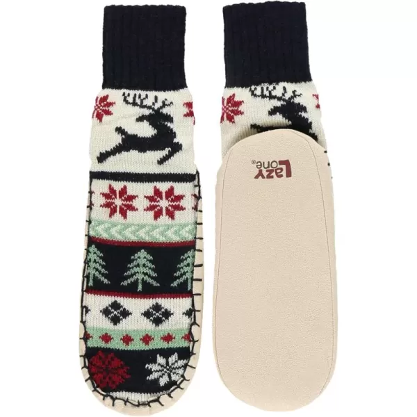 Lazy One Knitted Slippers Cozy Slipper Socks for Women and MenReindeer Fair Isle Knitted Slipper Socks