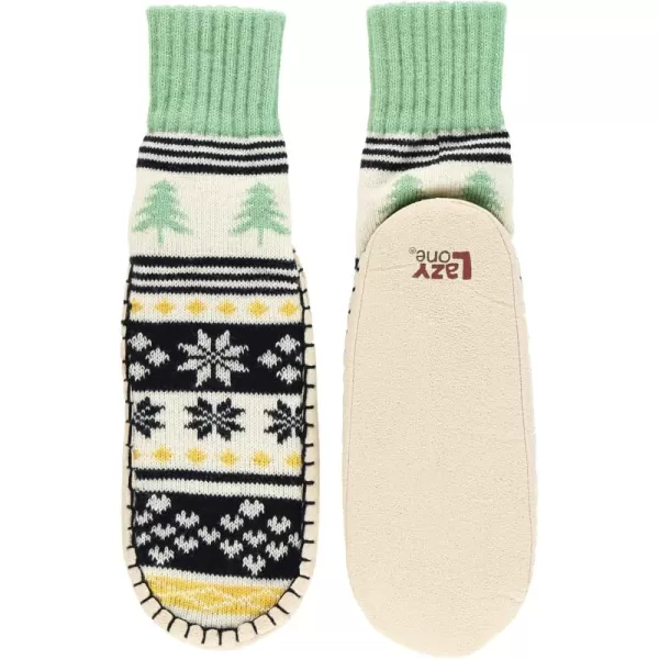 Lazy One Knitted Slippers Cozy Slipper Socks for Women and MenTree Fair Isle Knitted Slipper Socks