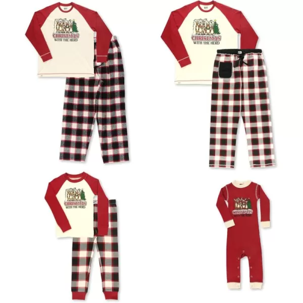 Lazy One Matching Holiday Pajamas for Family Holiday Pajama Sets for Adults Teens Kids Baby and DogChristmas With the Herd Pajama Set