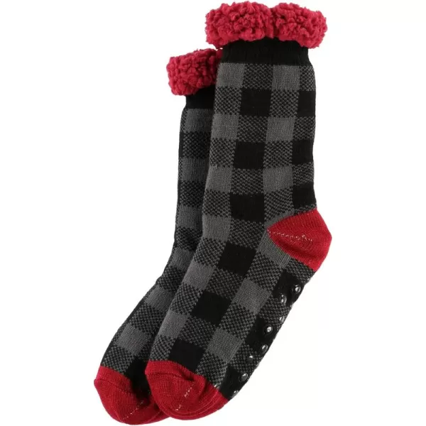 Lazy One Plush Nonskid Socks Fuzzy Socks with Cute Designs for Women Sherpa FleeceLined SocksGrey Plaid Plush Sock