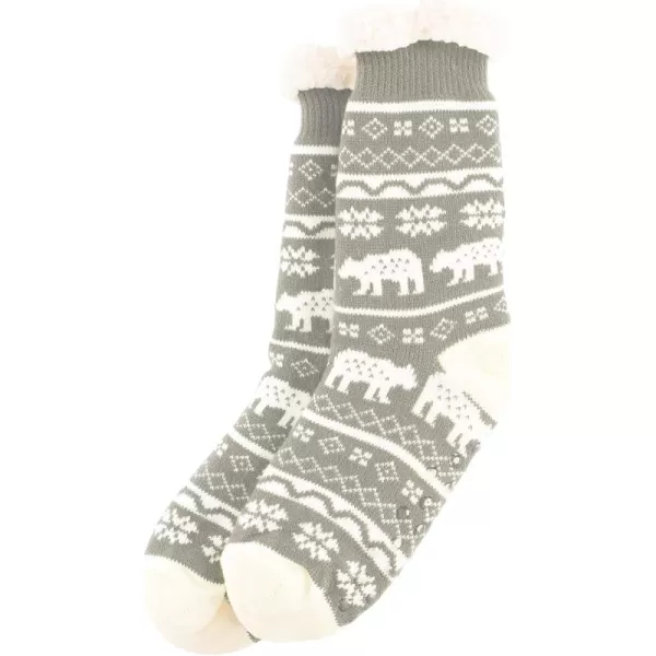Lazy One Plush Nonskid Socks Fuzzy Socks with Cute Designs for Women Sherpa FleeceLined SocksNordic Bear Plush Sock