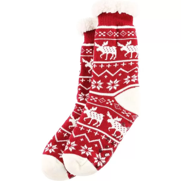 Lazy One Plush Nonskid Socks Fuzzy Socks with Cute Designs for Women Sherpa FleeceLined SocksNordic Moose Plush Sock