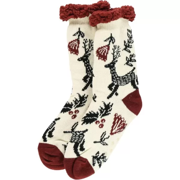 Lazy One Plush Nonskid Socks Fuzzy Socks with Cute Designs for Women Sherpa FleeceLined SocksSilent Night Plush Sock